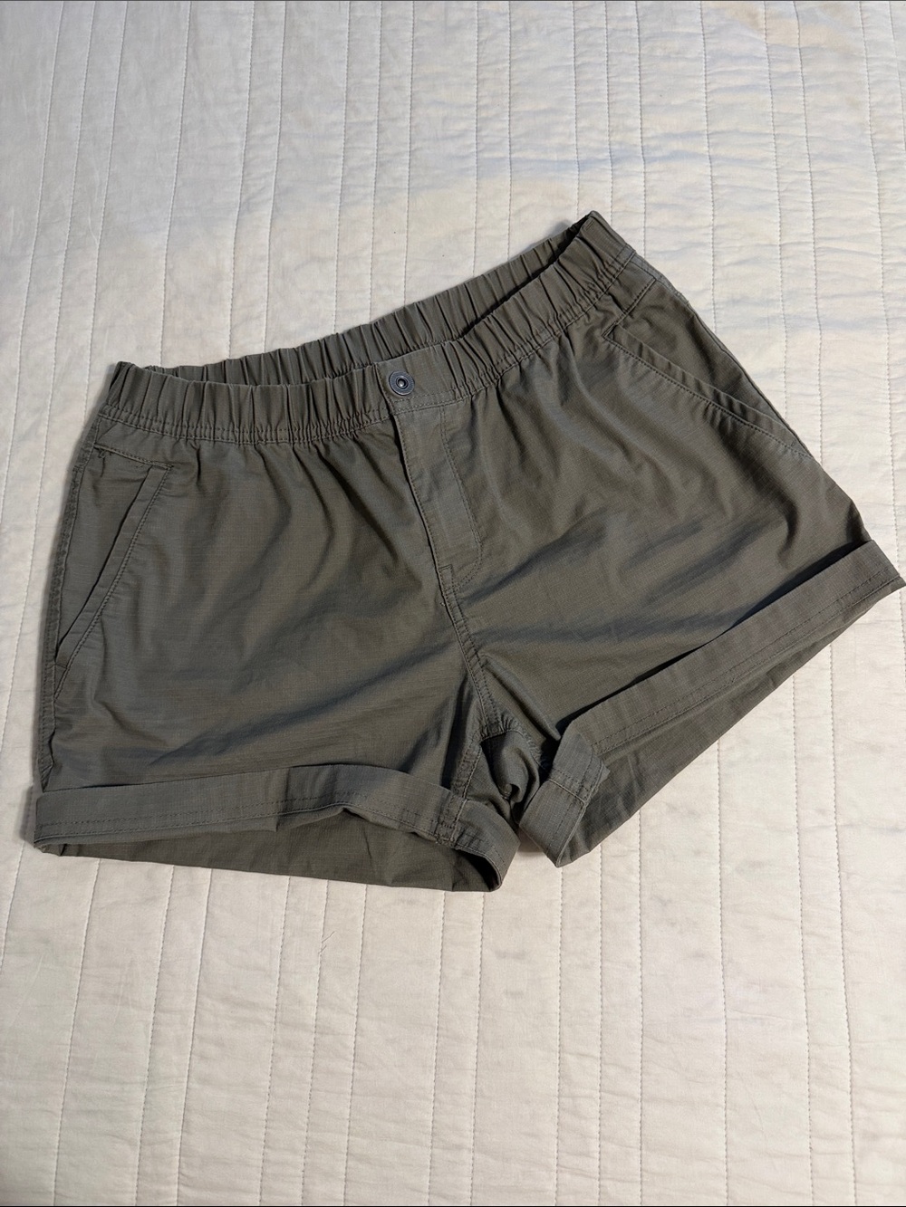 Women's Prana Brown Cargo Casual Elastic-Waist Shorts 10